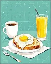 TAOPAOLAB Breakfast Plate Paint by Numbers Kit for Adults – DIY Egg Toast with Coffee and Juice Painting on Canvas 16x20In, Acrylic Paint Set, Suitable for Beginners, Art for Home Decoration or Gifts