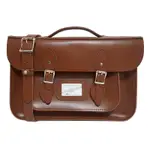 THE LEATHER SATCHEL CO. 14吋 英國手工牛皮劍橋包 手提包 肩背包 側肩包 後背包 多功能三用包 磁釦與皮帶固定環貼心設計 (栗木棕)