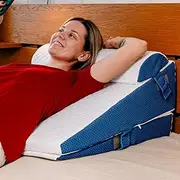 Ritalia® Bed Wedge Pillow with 3 elevations 60x60x30 Reading Pillows, Back Support Pillow for Bed. Made of Memory Foam and Injected Gel