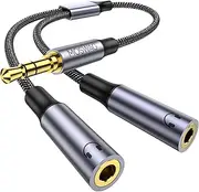 MOSWAG Headphone Splitter, 3.5mm Audio Splitter Nylon Braided Y Audio Jack Splitter Extension Cable for Mp3, Earphone, Speakers, Smartphone, Computer, Tablets
