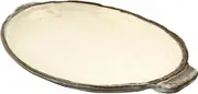Banko Ware 03114 Oven Safe, Heat Resistant, Oval Plate, Small, Powdered, Diameter Approx. 8.3 inches (21 cm), Microwave, Dishwasher Safe, Made in Japan