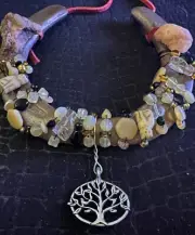Horseshoe Decor - Rustic Art - Tree of Life - Natural Crystals - Wall Hanging