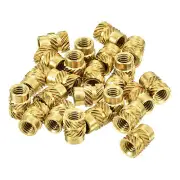 Knurled Insert Nut M4 x 8mm L x 6mm OD Female Brass Embedding Nut 80Pcs