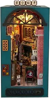 Bookshelf Nook | Miniature House Kit with LED Light | Diorama Kits for Adults Teens Beginners, Retro Bookshelf Insert Decor for Home