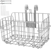 Totority Detachable Foldable Bicycle Basket for Rear Rack Heavy Duty Metal Frame Bike Storage Capacity for Groceries and Pets Mounting Compact Design for