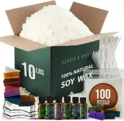 Elegant Candle Making Essentials - 10 lb Soy Wax, Wicks & DIY Instructions