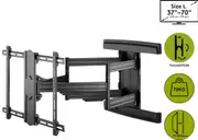 Goobay TV Wall Mount Bracket PRO Swivels Tilts Extends Double Arm Full Motion 37-70 Inches Wide Range
