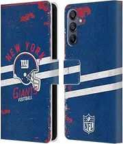 Head Case Designs Officially Licensed NFL Helmet Distressed New York Giants Logo Art Leather Book Wallet Case Cover Compatible with Samsung Galaxy A15