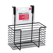 Boxsweden 27.5cm Metal Over Door Caddy Hanging Organiser Storage Large Black