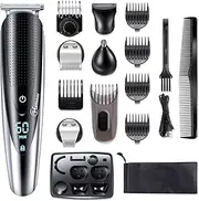 Hatteker 5-in-1 Cordless Beard Trimmer and Hair Clipper Kit for Men - Mustache, Nose, Body Trimmer, Shaver - Waterproof Haircut Kit