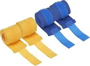 uxcell Boxing Hand Wraps, 98 Inch Length Elastic Boxing Wraps Cotton Fist Mitts Wrist Straps Protection for Muay Thai Martial Arts Kickboxing Bandages, Blue/Yellow