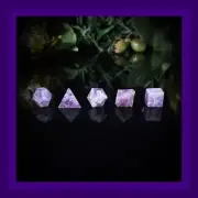 LEPIDOLITE SACRED GEOMETRY PLATONIC SOLIDS SET & POUCH, LEPIDOLITE GEOMETRY SET