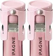 HYZ Champagne Stoppers - Stainless Steel Sparkling Wine Bottle Stopper with Pure Silicone Air Tight Seal - Professional Wine Saver for Champagne，Prosecco and Cava (2Pack Pink)