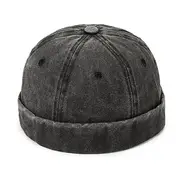 Unisex Docker Cap Brimless Hats Black Wine Cotton Washed Travel Beach Outdoor Vacation Plain Adjustable Fashion