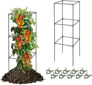 arbxvnrUp to 124cm Square Tomato cage Garden mesh Plant Support Posts, quadrangular Adjustable Tomato Stand Pot Picking mesh (1pack)