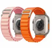 2X Alpine G Hook Wristband For Apple Watch Series 8 /7 /SE /6 /5 /4 /3 /2 /1 Ultra Strap Replacement Wrist Band 38mm 40mm 41mm (Pink + Orange)