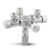 Aluminum Alloy Aquarium Multiway CO2 Distributor Splitter Needle Valve Regulator