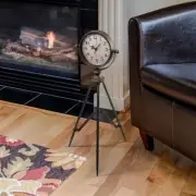 Steampunk Industrial Nautical Search Tripod Legs Bold Numerals Floor Clock Stand