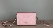COACH CAR12 Slim Crossbody Bag In Signature Canvas & Leather Powder Pink