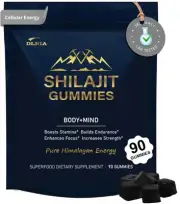 Shilajit Gummies with Ashwagandha, Turmeric - Organic, Zero Sugar & Vegan-Fri...