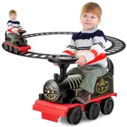 Costway Ride On Car Motorized Train Electric Toy Train Birthday Gift w/Track & Music Black