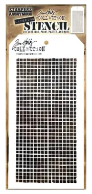 Tim Holtz Weave Stencil Linen Thread Grid Pattern Mixed Media Stamper Anonymous