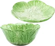 Ciieeo Bunny Figurine Decor Ceramic Cabbage Bowl and Plate Set Boys and Girls' Dinnerware