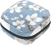Period Bag,Sanitary Napkin Storage Bag,Bee and Spring Blossom,Tampon Holder for Purse