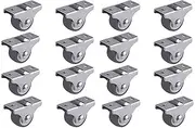 16PCS TPE Caster Wheels Duty Fixed Casters with Rigid Non-Swivel Base Ball Bearing Trolley Wheels Top Plate 1 Inch casters