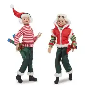 16" SKIING POSABLE ELF Set of 2 Fabric Christmas NEW RAZ Imports 4302357