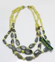 GREEN MARBLE JC WALSH & SONS DUBLIN IRELAND TRIPLE STRAND WOMENS NECKLACE 17-20"