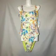 New Roxy Retro Revo One Piece Swimsuit Size XXL/16 Reversible Tropical Multicolo