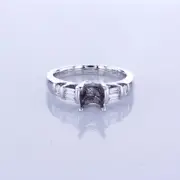 18KT White Gold 0.41ct Round And Baguette Diamond Engagement Ring Setting