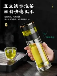 在飛比找樂天市場購物網優惠-茶杯茶水分離杯便攜過濾杯子男士高檔泡茶杯個人專用雙層玻璃水杯