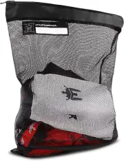Athlete XL Wash Bag - Large Mesh Sports Laundry Bag W/Zipper Lock - Black