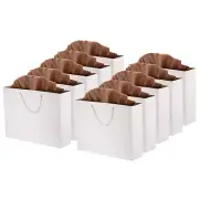 12Set 15.7x3.9x11.8" Favor Gift Bags Goodie Tote with Brown Tissue Paper White