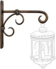 Wood Art Store Golden Antique Wall Bracket for Bird Feeders & Houses Planters Lanterns Wind Chimes Hanging Baskets Ornaments String Lights,