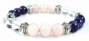 Crystal Gemstone Bracelet - Handcrafted - Natural Amethyst, Clear Crystal Quartz, and Rose Quartz 8mm