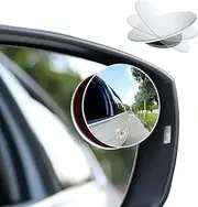 2 PCS Blind Spot Car Mirrors, 2" Round HD Glass Frameless Convex Rear Side View Mirror, 360 Degree Adjustabe Small Rearview Mirrors for Cars SUV and Trucks