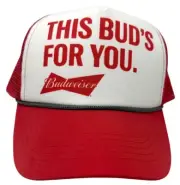 Budweiser Beer Men's Trucker Hat This Bud's For You Foam Snapback Cap in Red