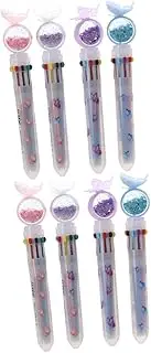 STOBOK Kawaii Writing Pens 8pcs Set Ballpoint Pens Sequins Portable and Comfortable for Teenagers