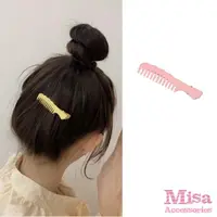 在飛比找momo購物網優惠-【MISA】梳子髮夾/韓國設計可愛糖果色系梳子造型髮夾 鴨嘴