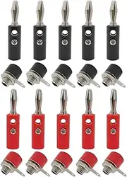 10 Pairs 4mm Banana Plug Male Female Socket Audio Speaker Cable Wire Connector Banana Binding Post Red + Black(Red Black)