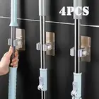 04 Pcs Mop Organizer Holder Brush Broom Hanger Wall Mounted Home Storage Rack