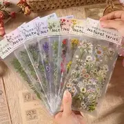 Plant PET Sticker (Various Designs) / Set 01 - Set Of 8 - Multicolor - Yellow & Purple & Green - One Size
