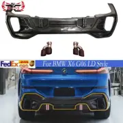 Fits For BMW X6 G06 REAL Carbon Rear Bumper Diffuser Lip W/Exhaust Tips