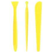 3pcs Plastic Clay Tools Double-Headed Modeling Sculpting Pottery Light Yellow