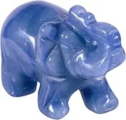 mookaitedecor Blue Aventurine Crystal Elephant Statue Carved Sculpture Pocket Stone Figurines Decor Crafts 1.5 Inch