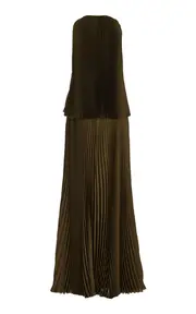 [Brandon Maxwell] The Hallett Pleated Georgette Maxi Dress