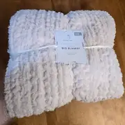 POTTERY BARN KIDS CARVED CABLE SHERPA BED BLANKET ~ TWIN 86X68" ~ BLUSH PINK